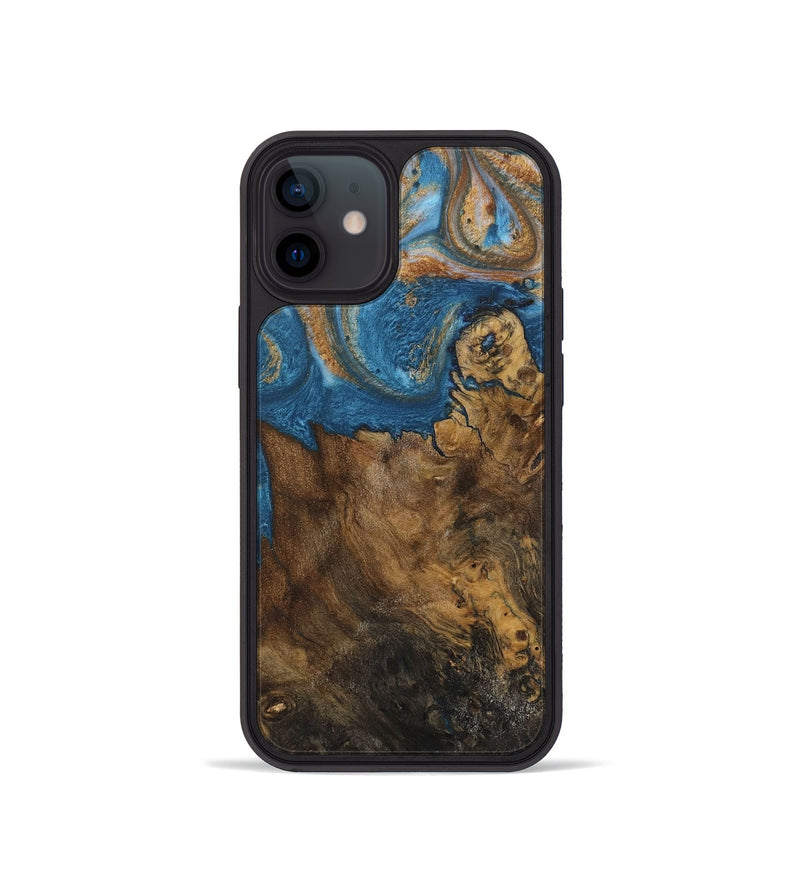 iPhone 12 mini Wood Phone Case - Dreddy (Teal & Gold, 730413)