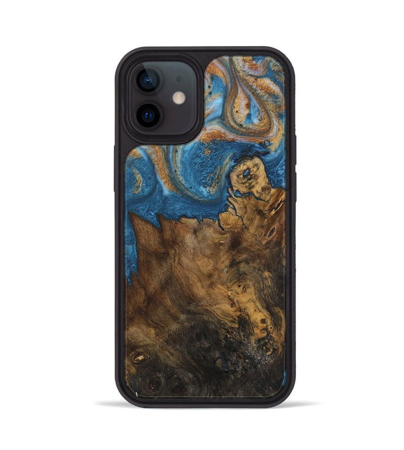 iPhone 12 Wood Phone Case - Dreddy (Teal & Gold, 730413)