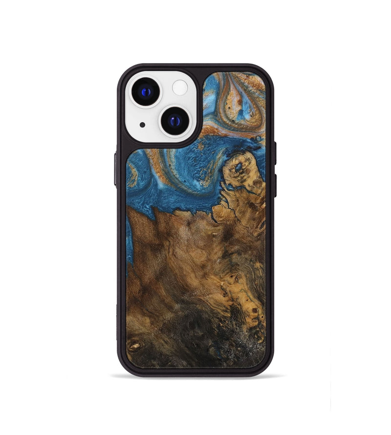 iPhone 13 mini Wood Phone Case - Dreddy (Teal & Gold, 730413)