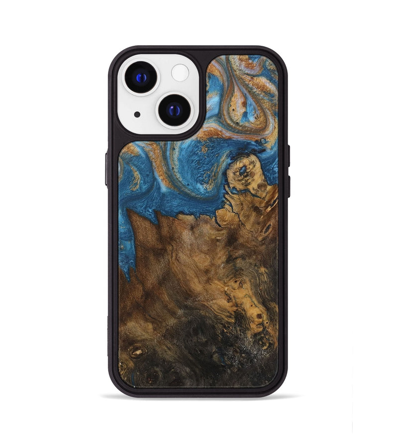 iPhone 13 Wood Phone Case - Dreddy (Teal & Gold, 730413)