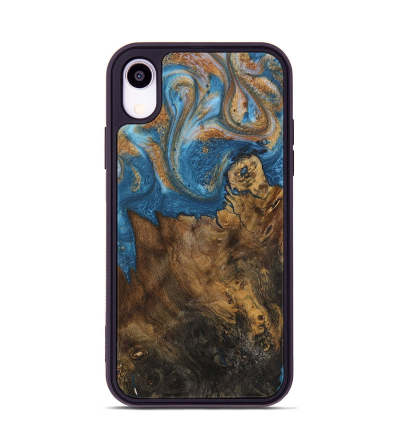 iPhone Xr Wood Phone Case - Dreddy (Teal & Gold, 730413)