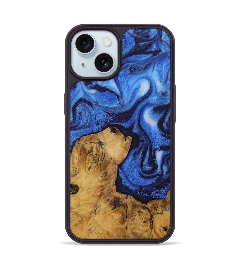 iPhone 15 Wood Phone Case - Kailyn (Blue, 730418)