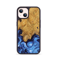 iPhone 14 Wood Phone Case - Dollye (Blue, 730423)