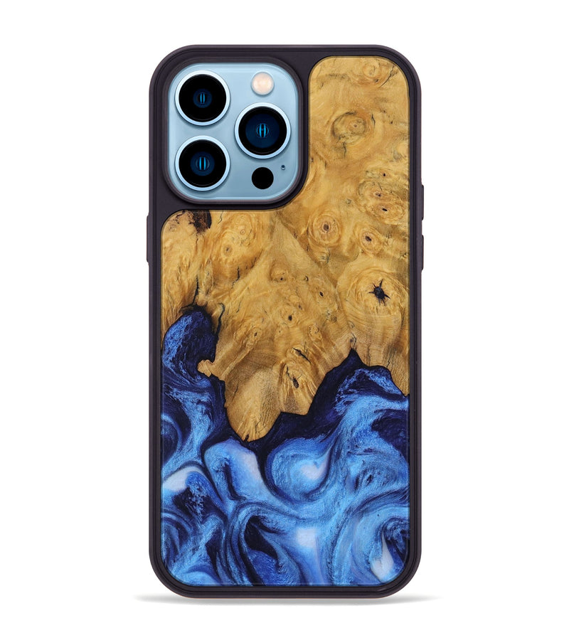 iPhone 14 Pro Max Wood Phone Case - Dollye (Blue, 730423)