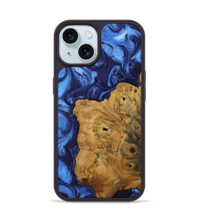 iPhone 15 Wood Phone Case - Bernice (Blue, 730424)