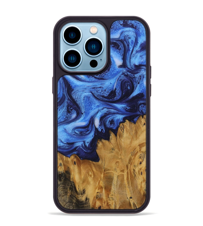 iPhone 14 Pro Max Wood Phone Case - Lavada (Blue, 730427)