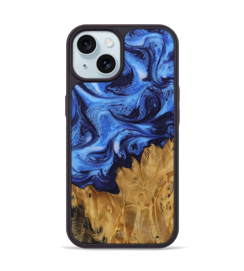 iPhone 15 Wood Phone Case - Lavada (Blue, 730427)