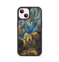 iPhone 14 Wood Phone Case - Averi (Teal & Gold, 730430)