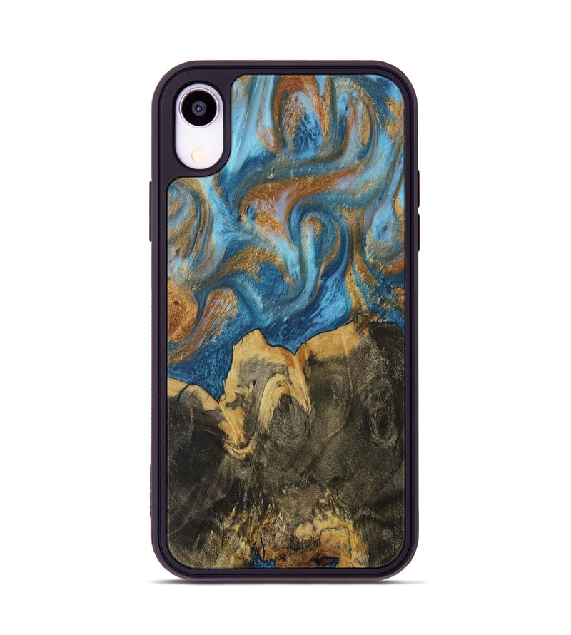 iPhone Xr Wood Phone Case - Averi (Teal & Gold, 730430)