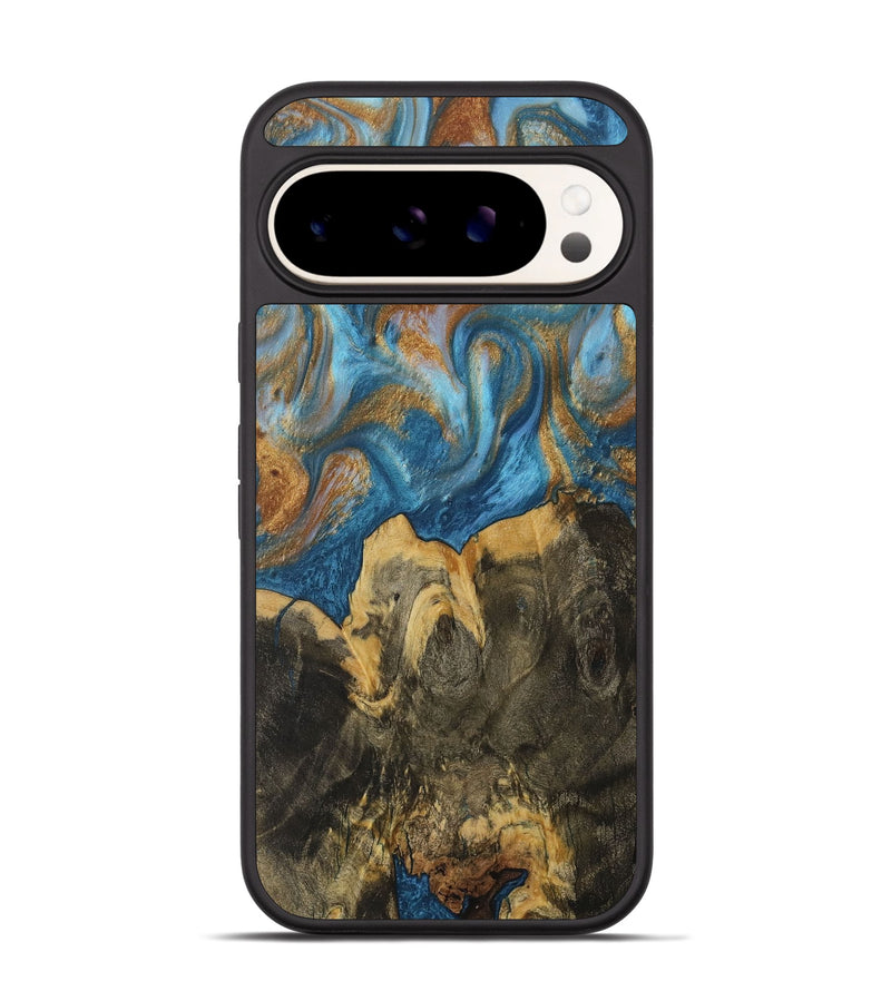 Pixel 9 Wood Phone Case - Averi (Teal & Gold, 730430)