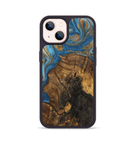 iPhone 14 Wood Phone Case - Fulvia (Teal & Gold, 730435)