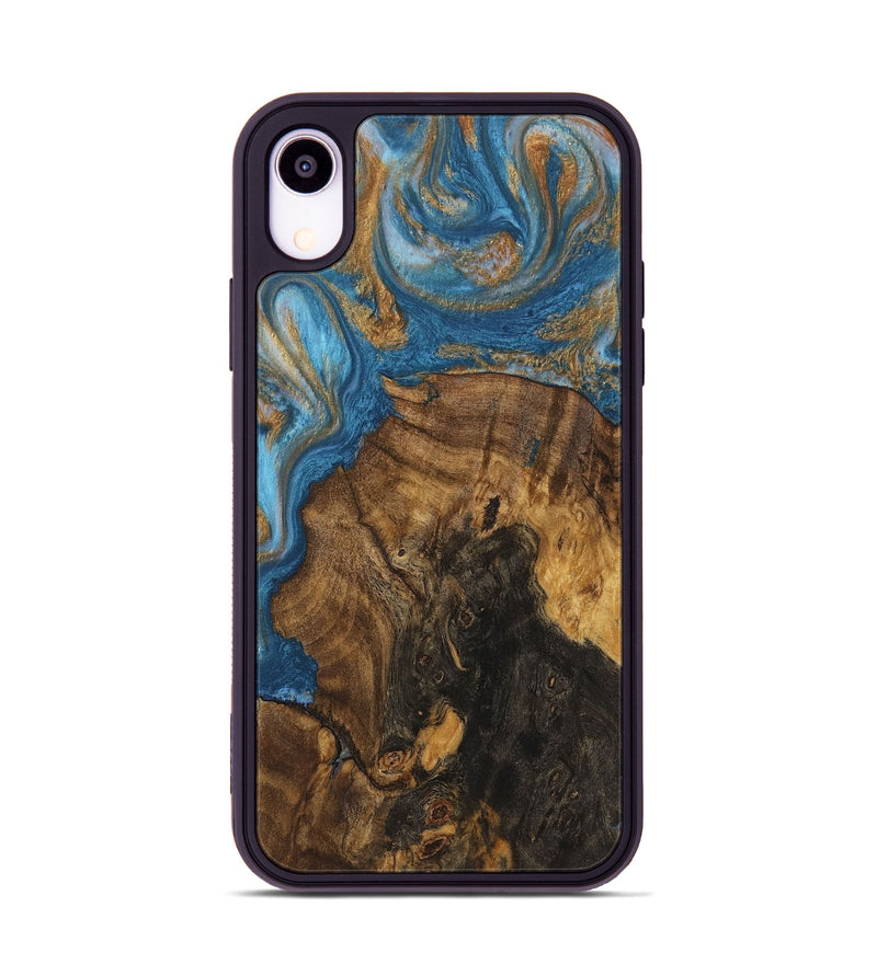 iPhone Xr Wood Phone Case - Fulvia (Teal & Gold, 730435)