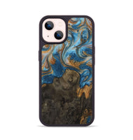 iPhone 14 Wood Phone Case - Mitzi (Teal & Gold, 730439)