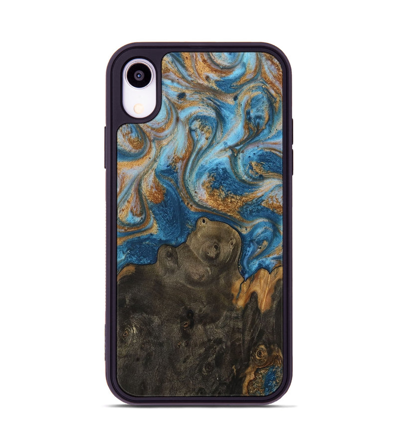 iPhone Xr Wood Phone Case - Mitzi (Teal & Gold, 730439)