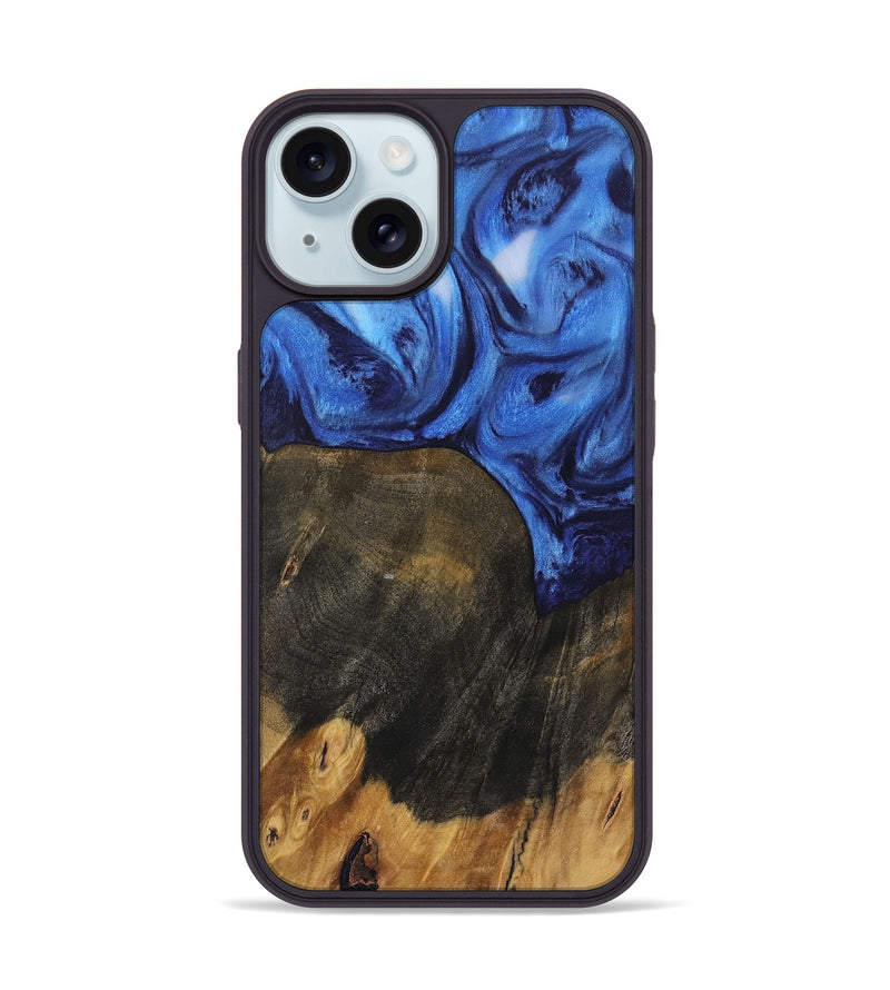 iPhone 15 Wood Phone Case - Noelyn (Blue, 730456)