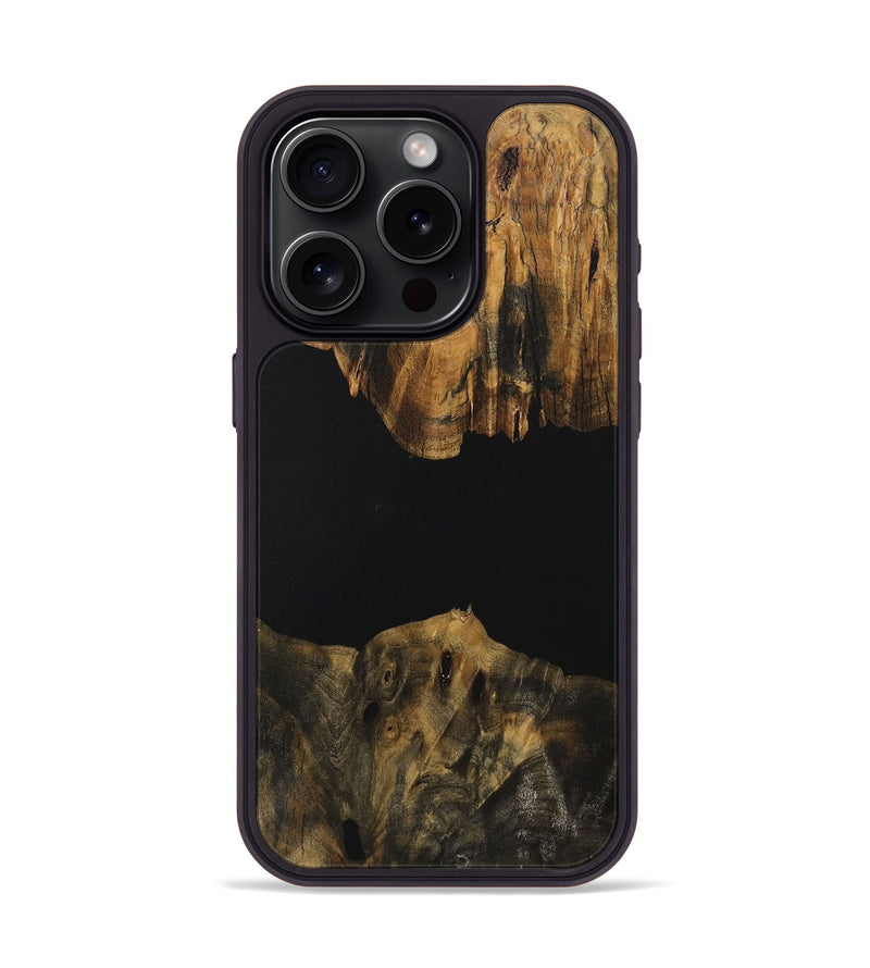 iPhone 15 Pro Wood Phone Case - Shaine (Pure Black, 730470)