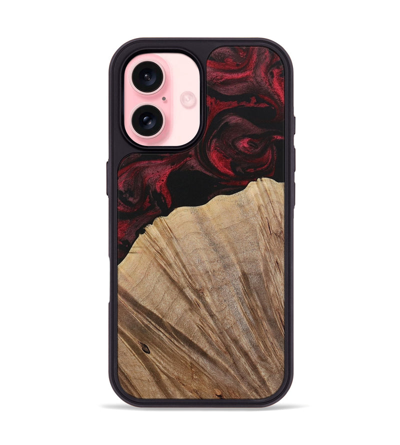 iPhone 16 Wood Phone Case - Kouji (Red, 730473)