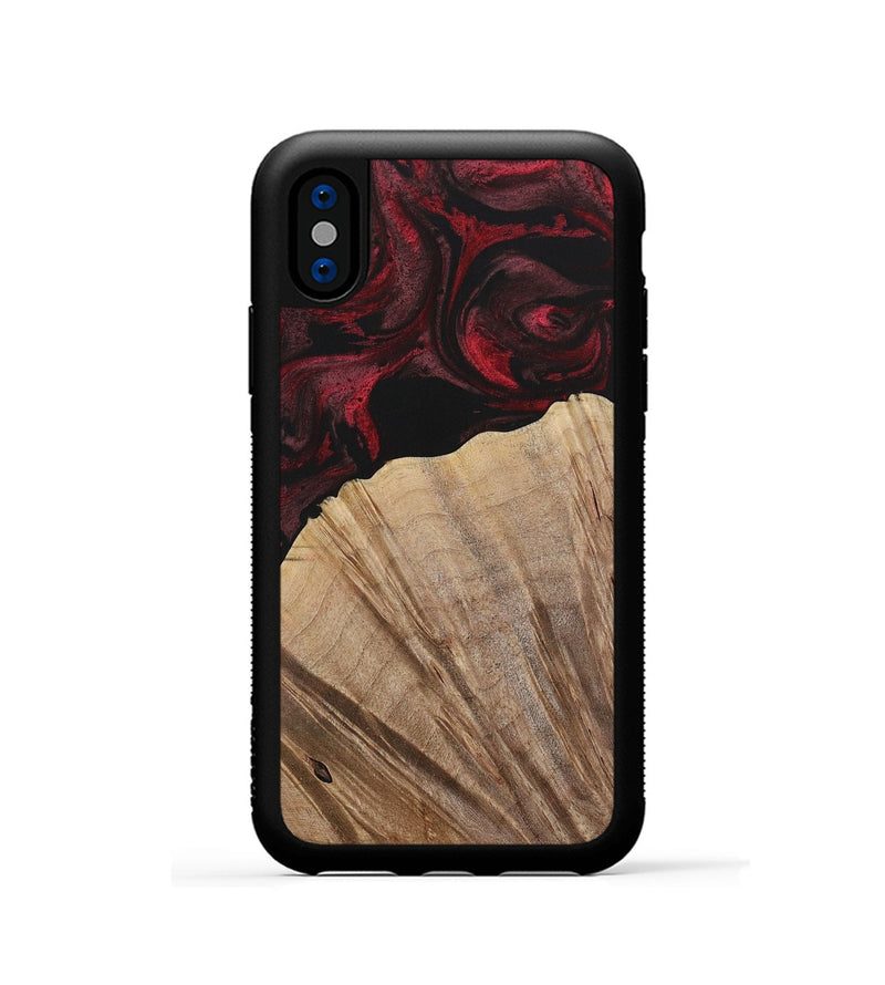 iPhone Xs Wood Phone Case - Kouji (Red, 730473)