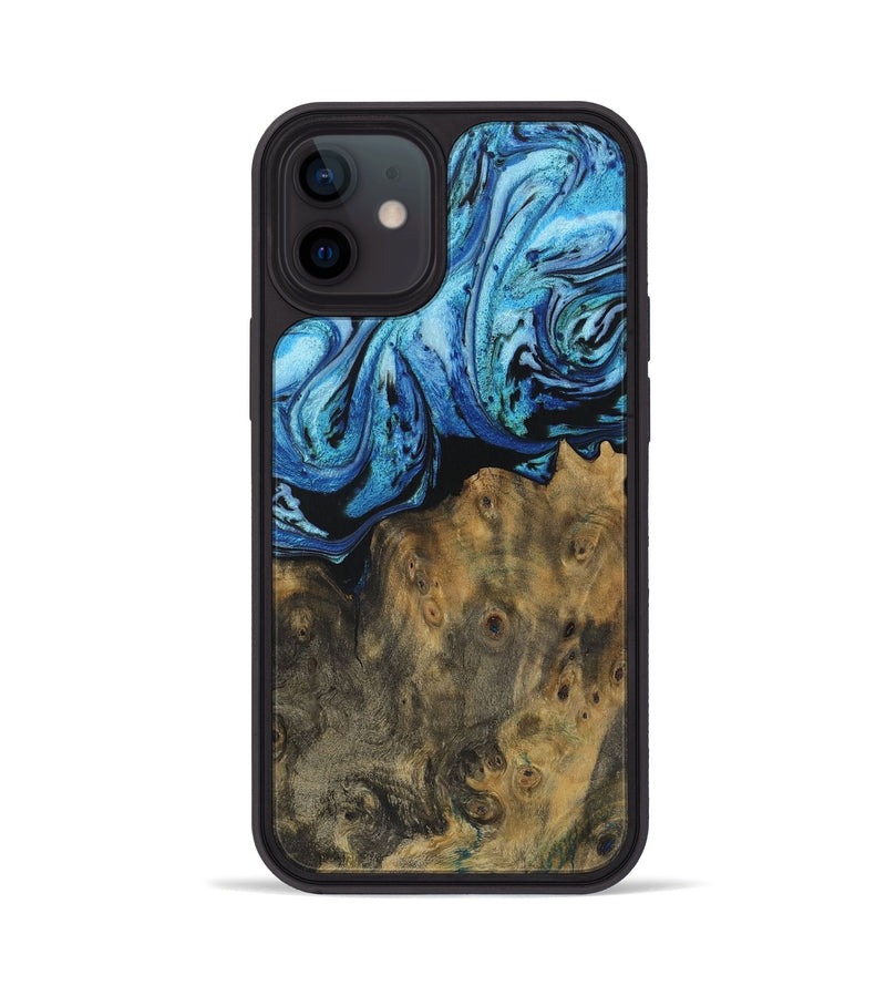 iPhone 12 Wood Phone Case - Minnoa (Blue, 730477)