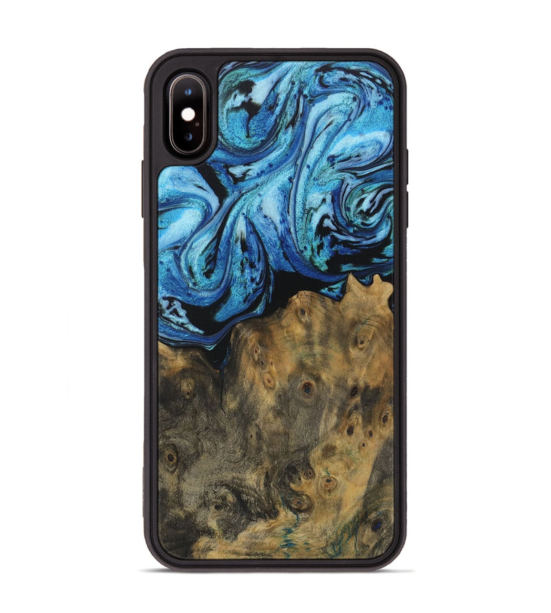 iPhone Xs Max Wood Phone Case - Minnoa (Blue, 730477)