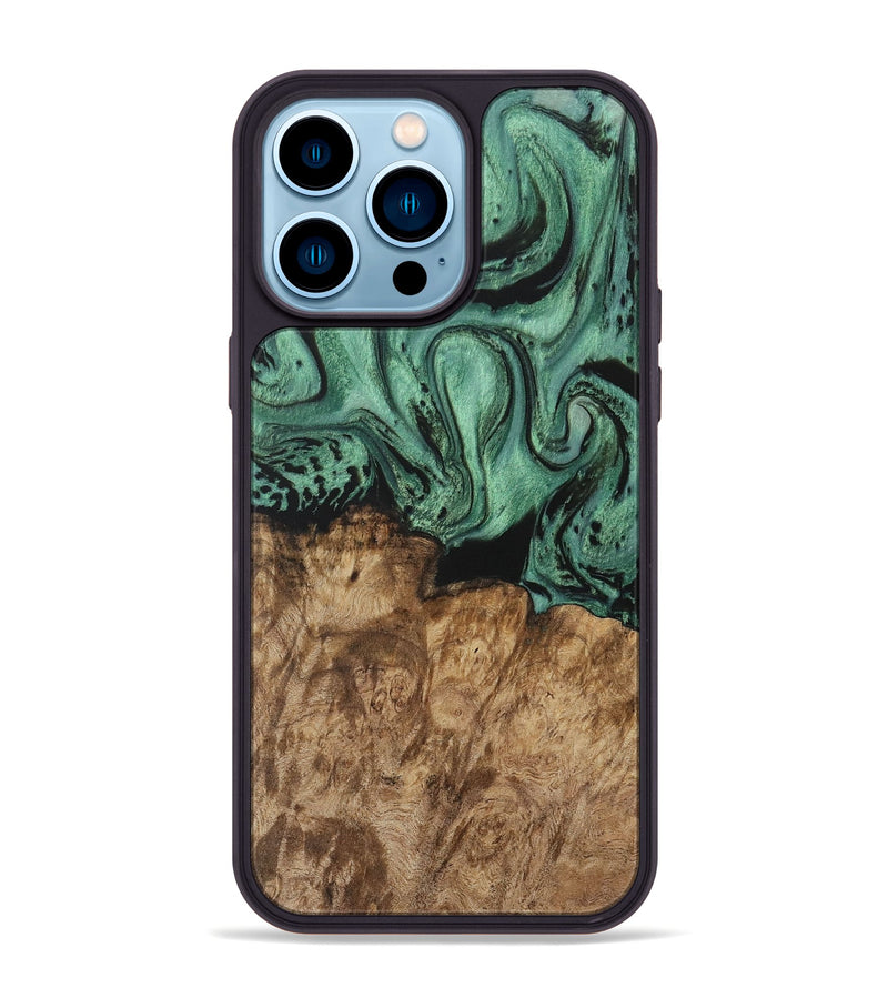 iPhone 14 Pro Max Wood Phone Case - Nancie (Green, 730499)