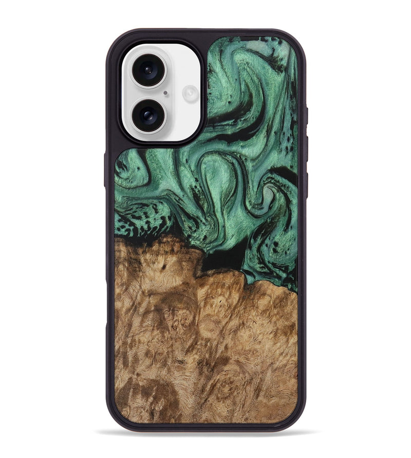 iPhone 16 Plus Wood Phone Case - Nancie (Green, 730499)