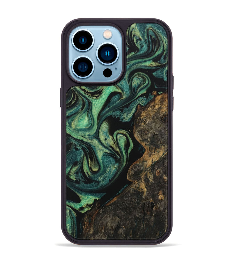 iPhone 14 Pro Max Wood Phone Case - Sophie (Green, 730508)