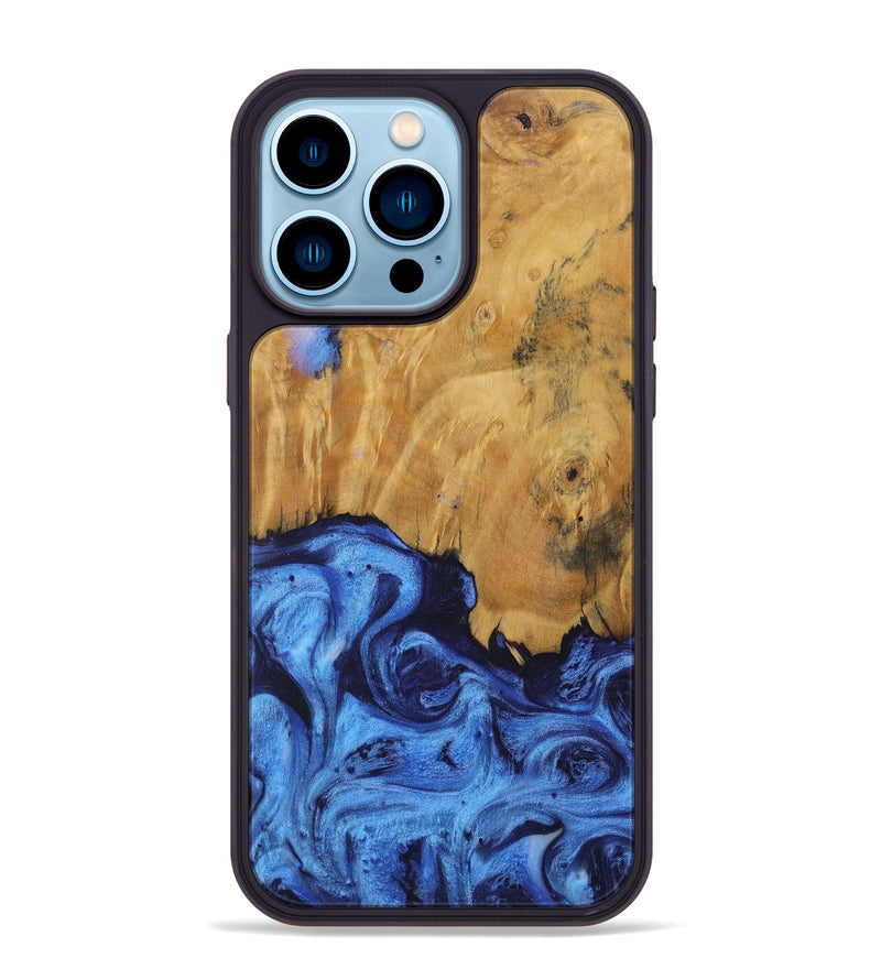 iPhone 14 Pro Max Wood Phone Case - Crystie (Blue, 730511)