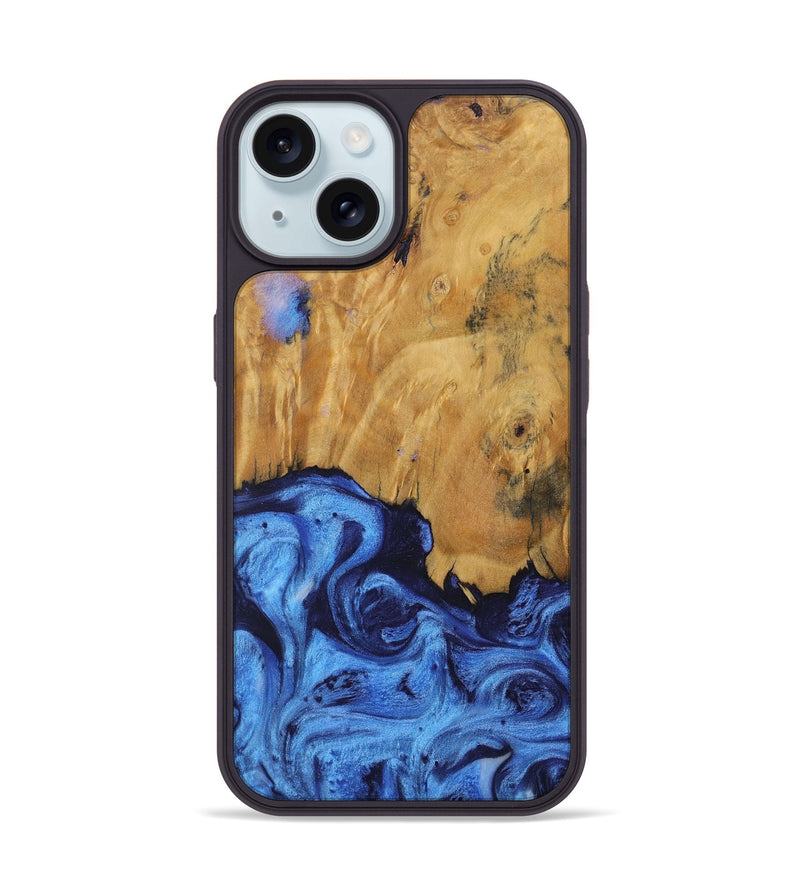 iPhone 15 Wood Phone Case - Crystie (Blue, 730511)