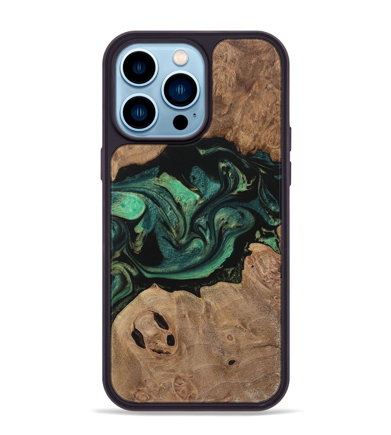 iPhone 14 Pro Max Wood Phone Case - Karola (Green, 730525)