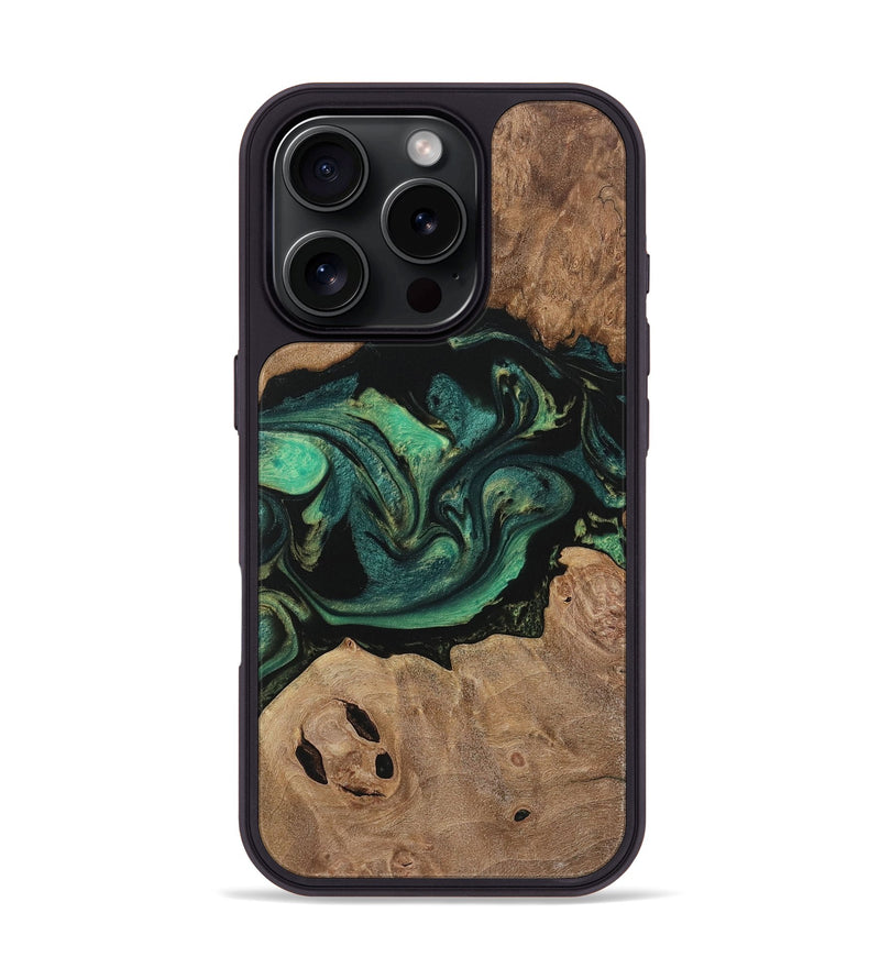 iPhone 16 Pro Wood Phone Case - Karola (Green, 730525)