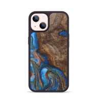 iPhone 14 Wood Phone Case - Carmela (Teal & Gold, 730527)