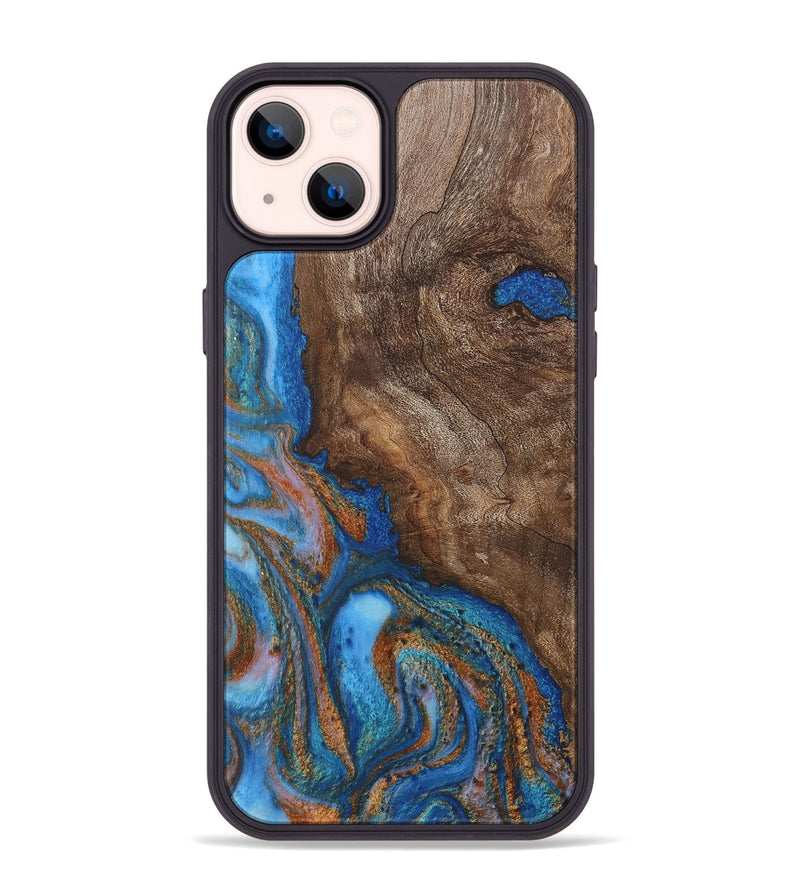 iPhone 14 Plus Wood Phone Case - Carmela (Teal & Gold, 730527)