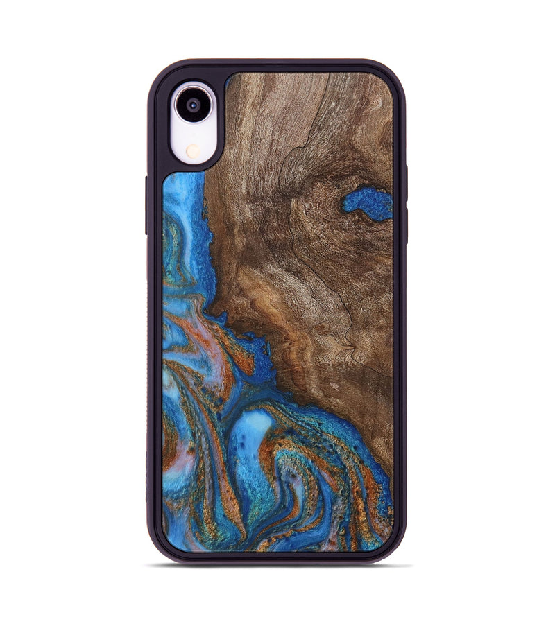 iPhone Xr Wood Phone Case - Carmela (Teal & Gold, 730527)