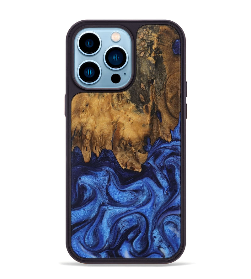 iPhone 14 Pro Max Wood Phone Case - Wilie (Blue, 730536)