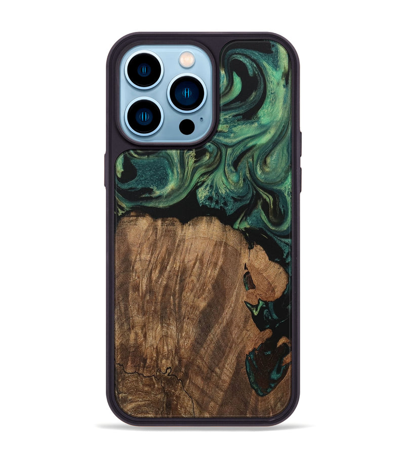 iPhone 14 Pro Max Wood Phone Case - Dirk (Green, 730538)