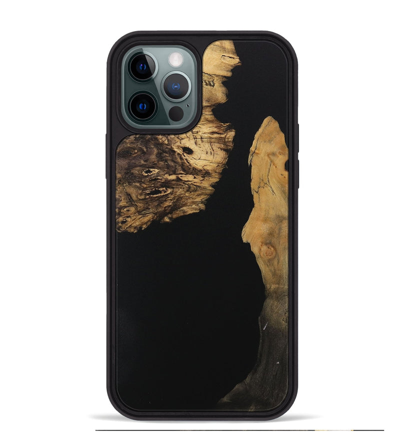 iPhone 12 Pro Max Wood Phone Case - Mady (Pure Black, 730553)