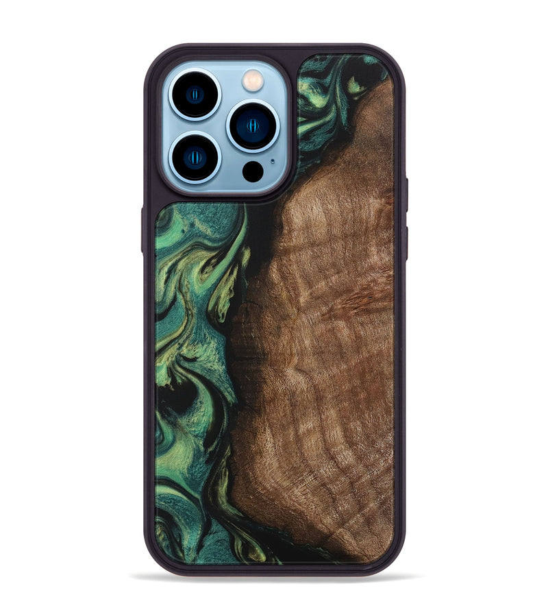 iPhone 14 Pro Max Wood Phone Case - Leandro (Green, 730557)