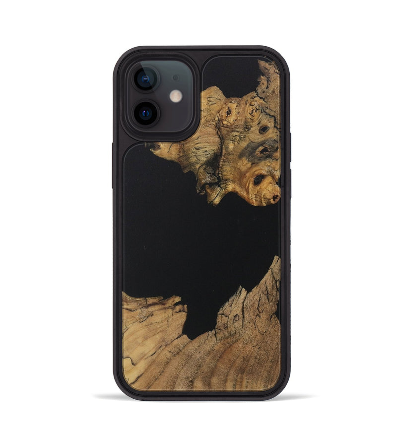 iPhone 12 Wood Phone Case - Jovanni (Pure Black, 730570)