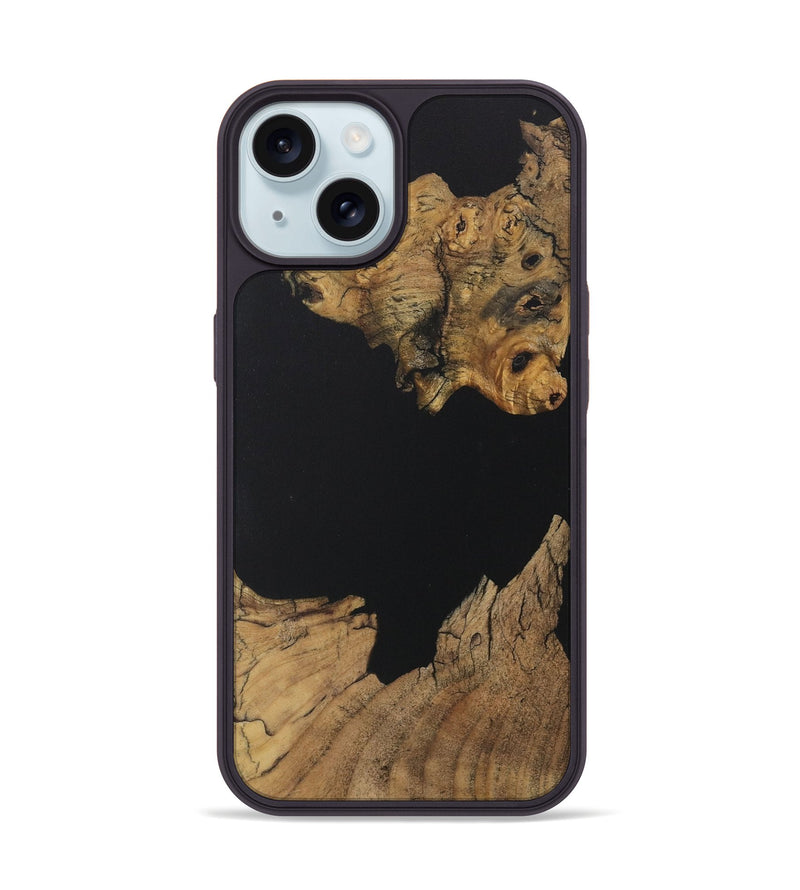 iPhone 15 Wood Phone Case - Jovanni (Pure Black, 730570)