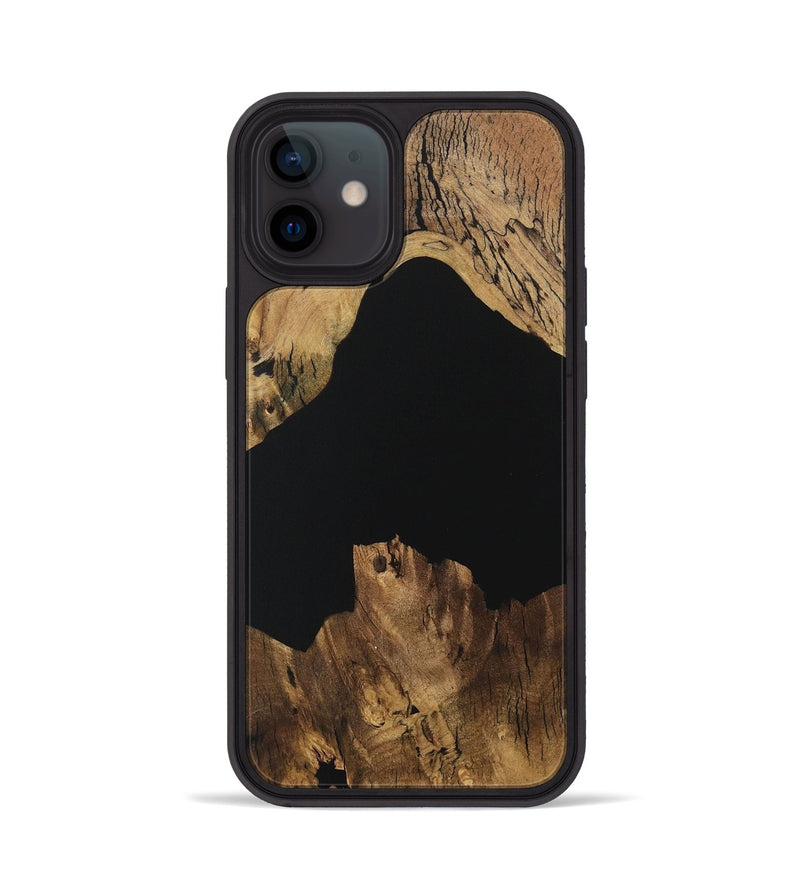 iPhone 12 Wood Phone Case - Bama (Pure Black, 730573)