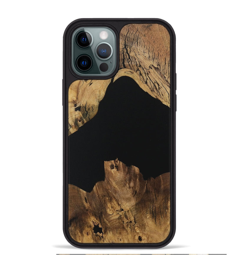 iPhone 12 Pro Max Wood Phone Case - Bama (Pure Black, 730573)