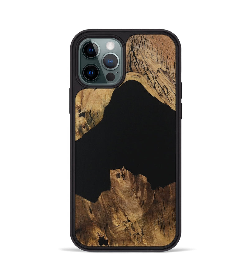 iPhone 12 Pro Wood Phone Case - Bama (Pure Black, 730573)