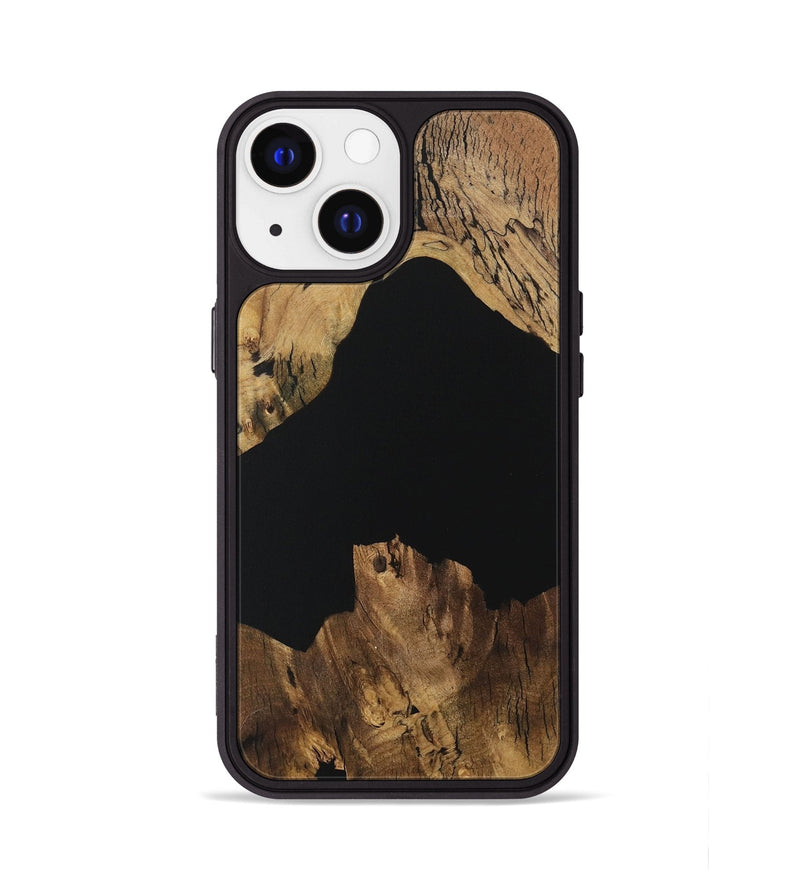 iPhone 13 Wood Phone Case - Bama (Pure Black, 730573)