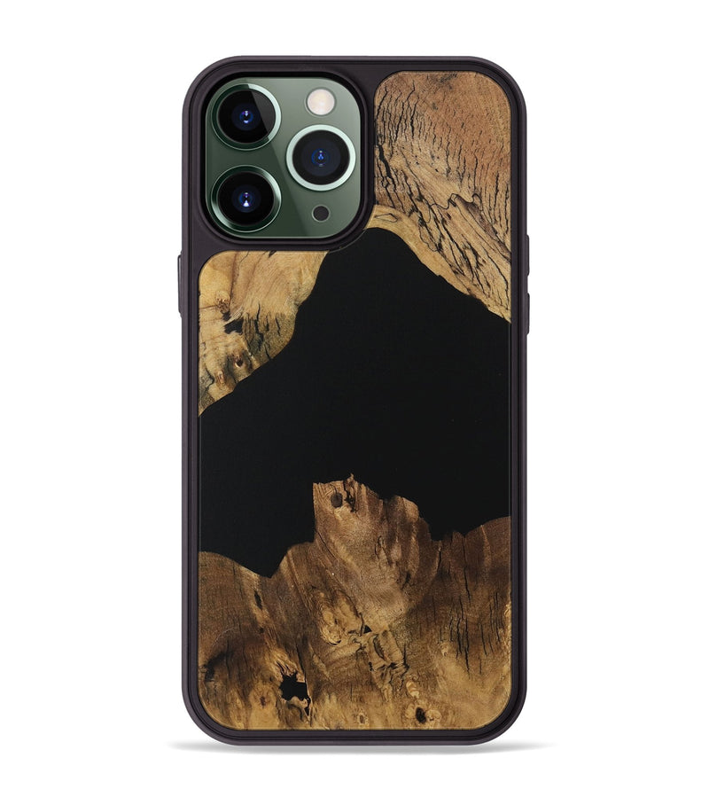 iPhone 13 Pro Max Wood Phone Case - Bama (Pure Black, 730573)