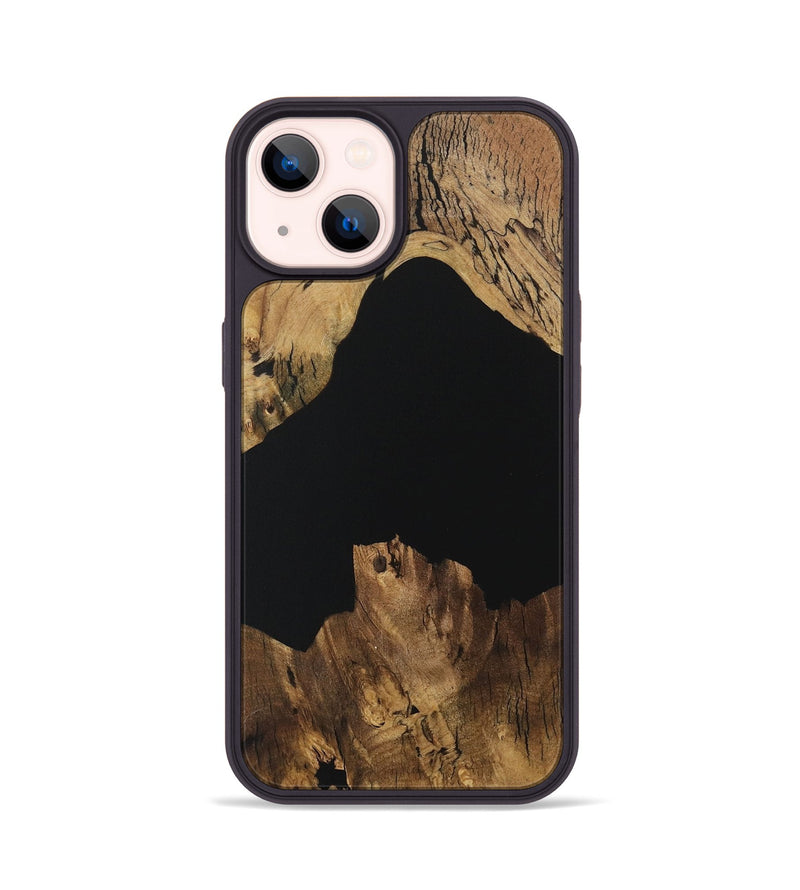 iPhone 14 Wood Phone Case - Bama (Pure Black, 730573)