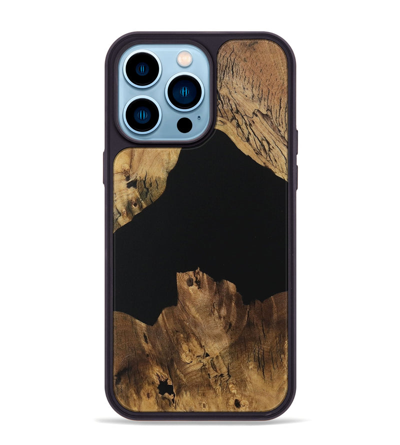 iPhone 14 Pro Max Wood Phone Case - Bama (Pure Black, 730573)