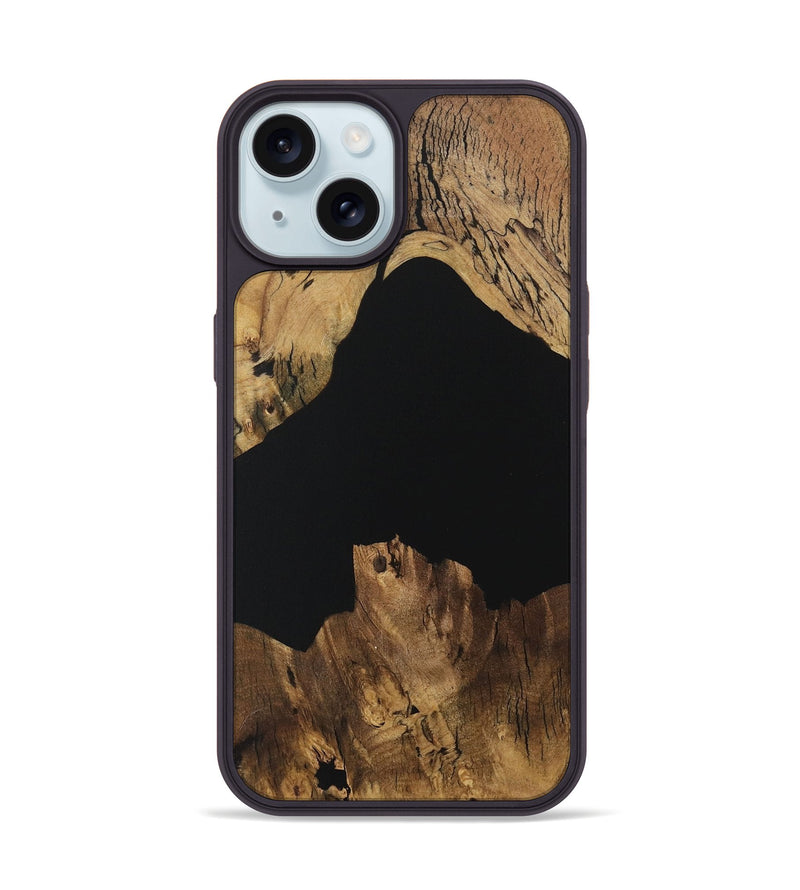 iPhone 15 Wood Phone Case - Bama (Pure Black, 730573)