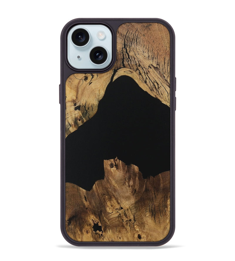 iPhone 15 Plus Wood Phone Case - Bama (Pure Black, 730573)