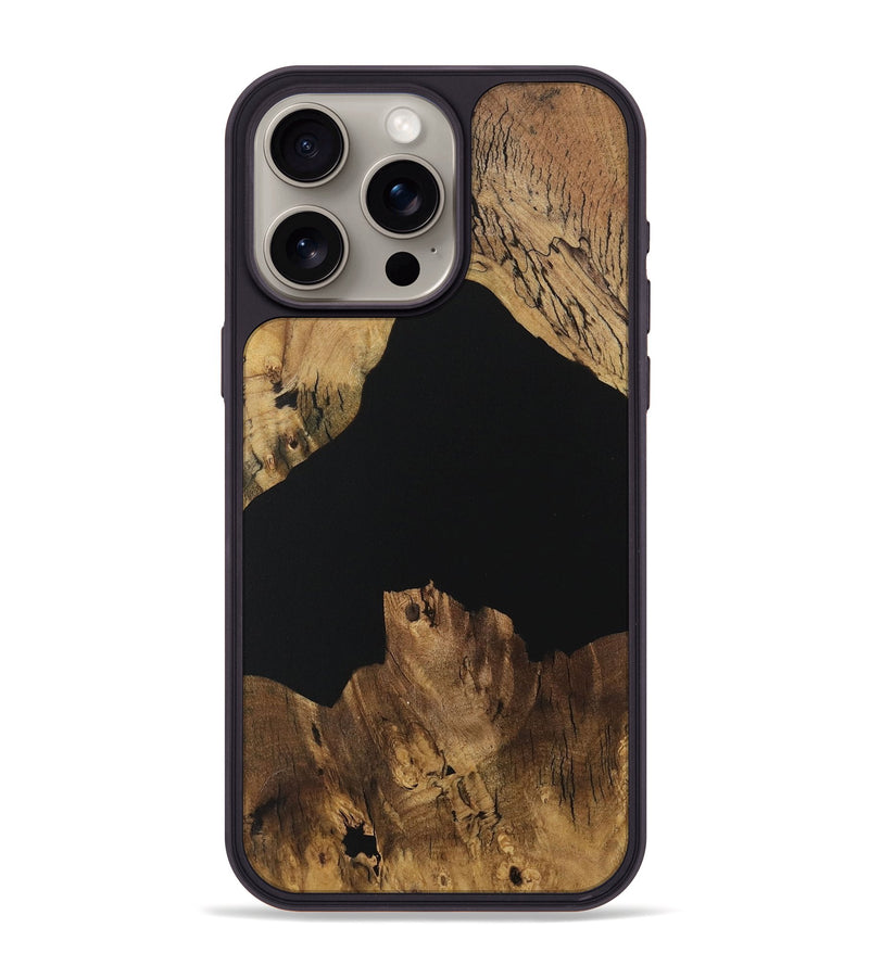 iPhone 15 Pro Max Wood Phone Case - Bama (Pure Black, 730573)